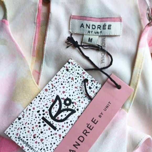 NWT Andree by Unit Floral Print A-Line Sleeveless Pink White Flowy Dress Size M - Picture 6 of 11